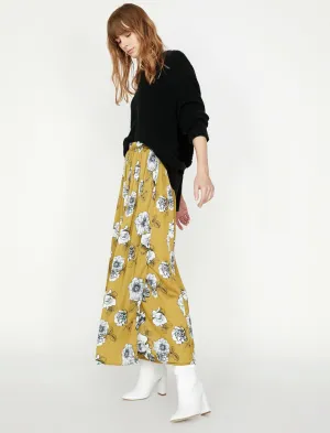 12100 Khaki Floral Maxi Skirt