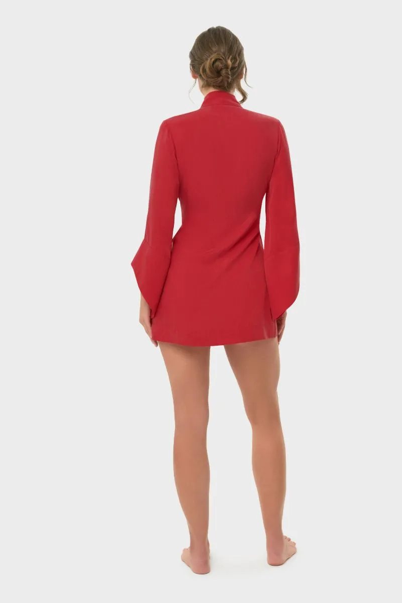 AMARA MINI KIMONO ROBE IN ROUGE