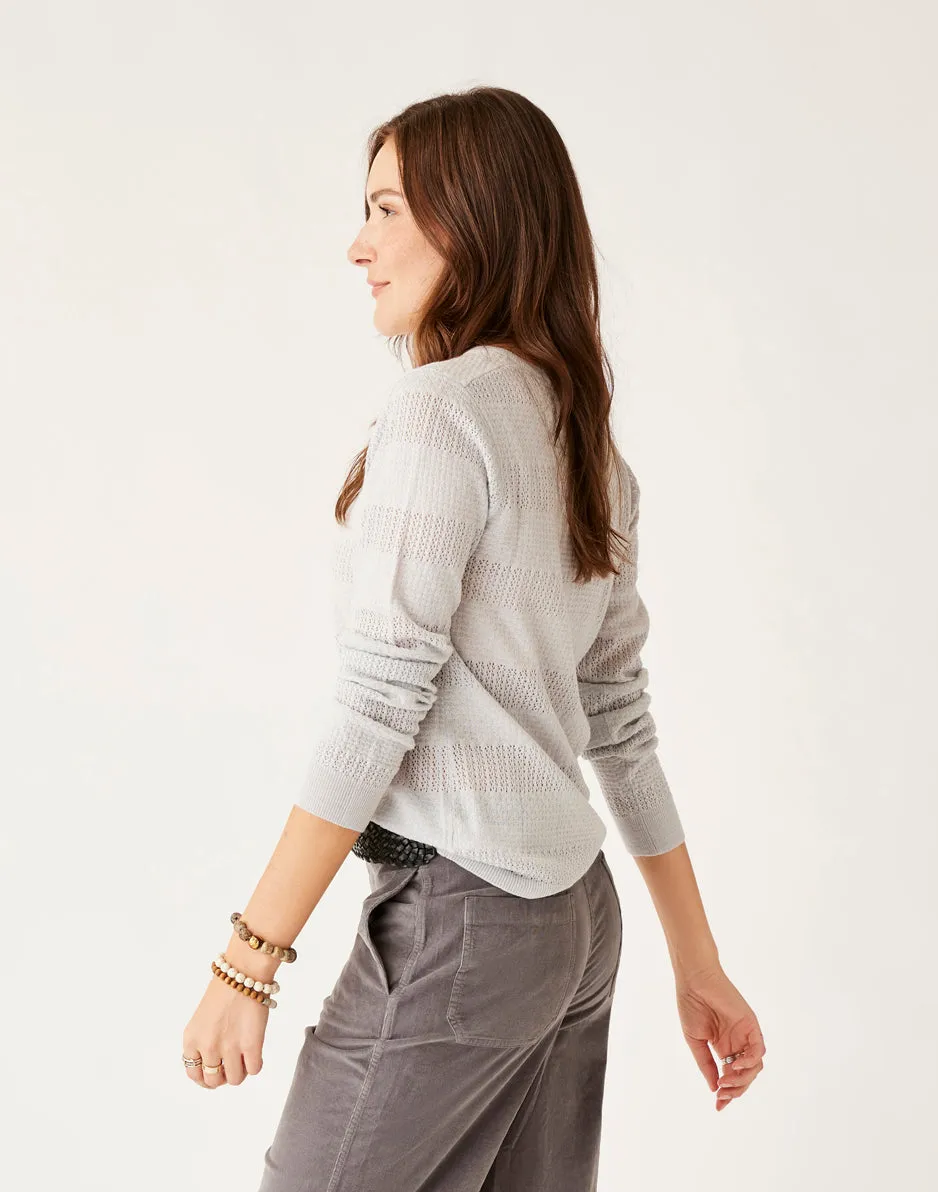 Amara Pointelle Sweater: Lt. Grey Heather
