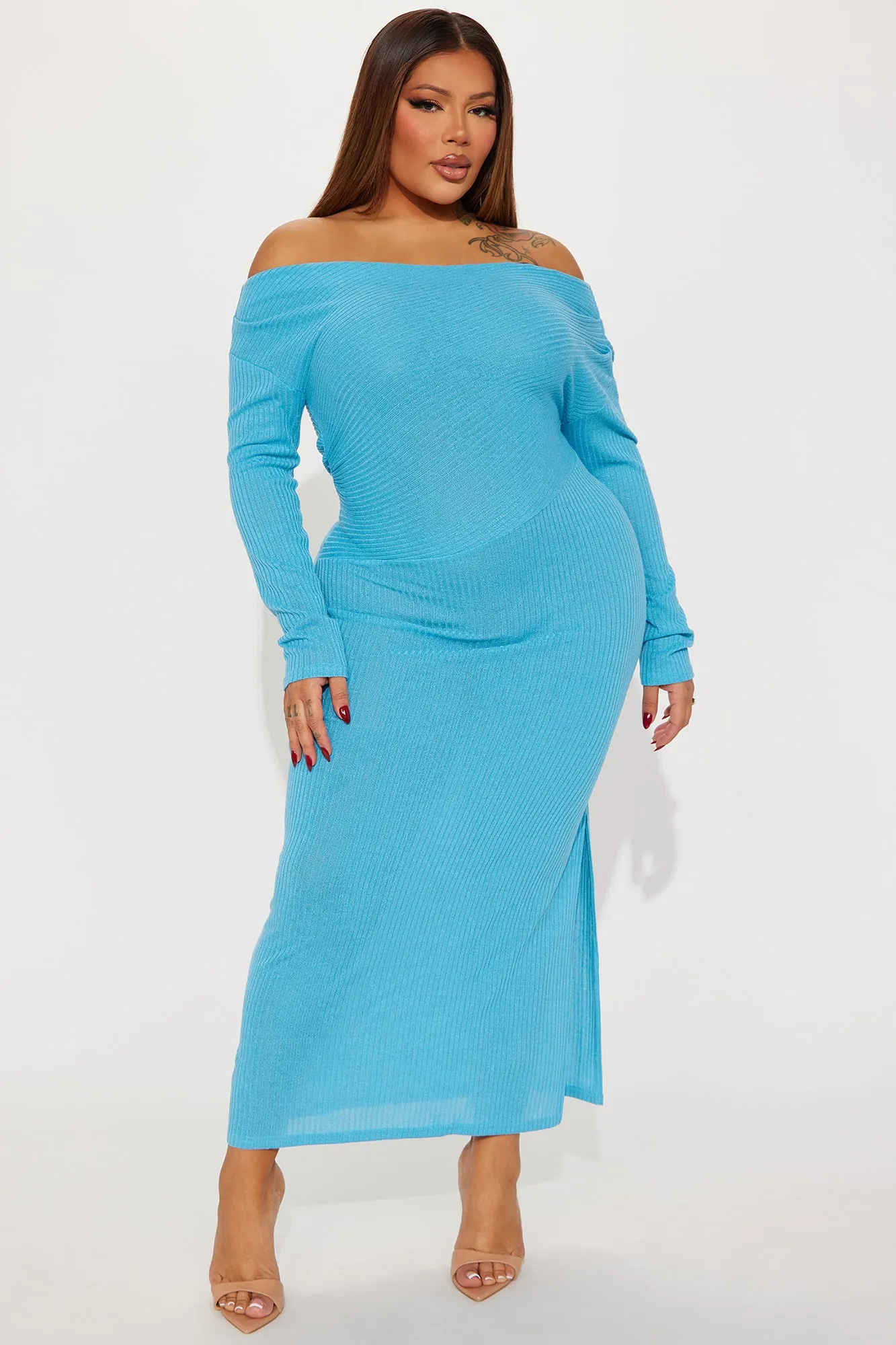 Anne Sweater Maxi Dress - Blue