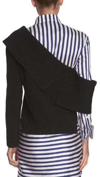 Asymmetrical Knit Sweater and Stripe Shirt-Dress