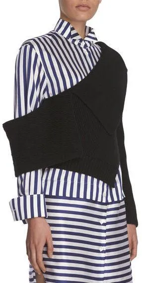 Asymmetrical Knit Sweater and Stripe Shirt-Dress