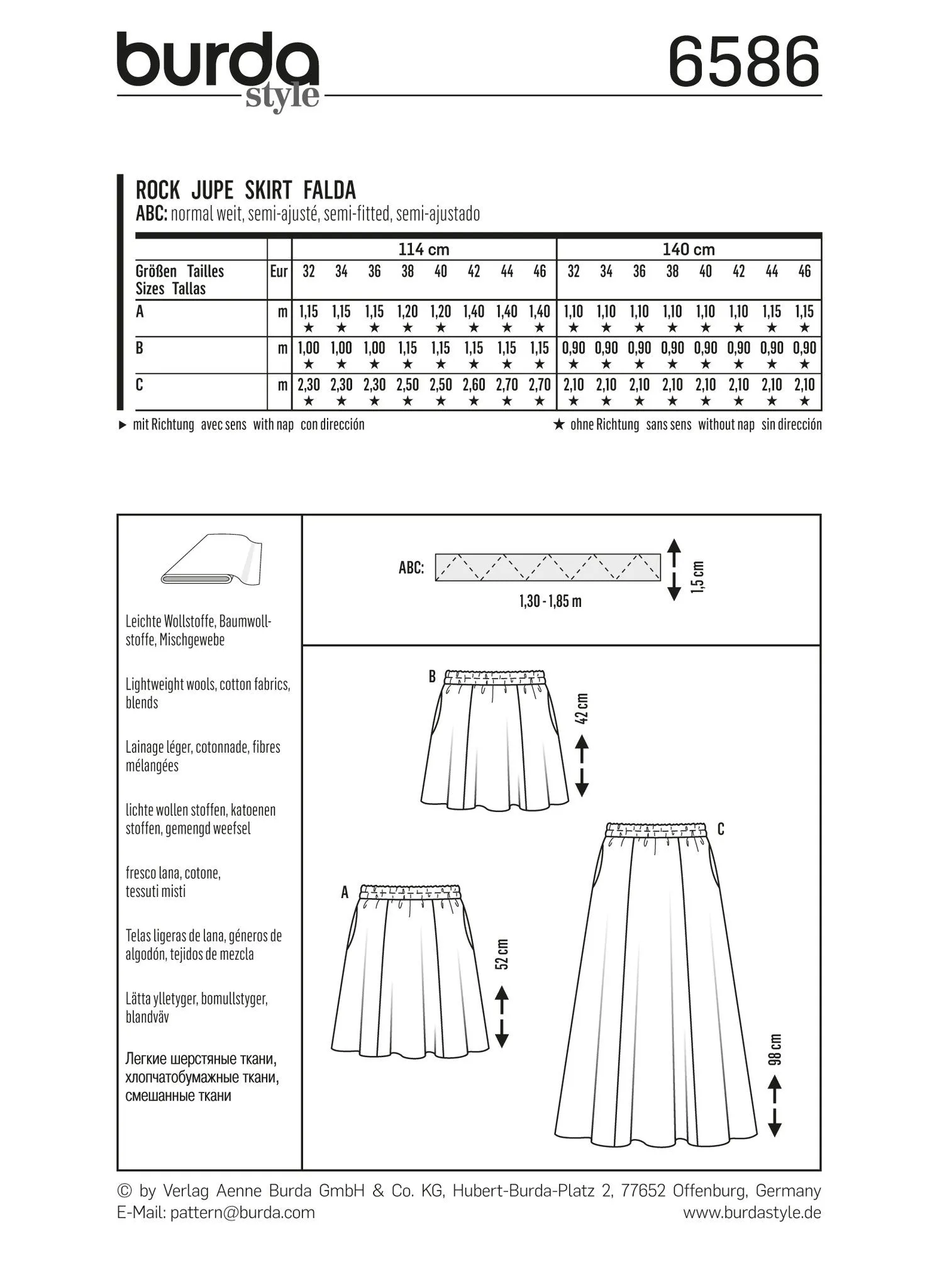 BD6586 Burda Style Pattern 6586 Skirt
