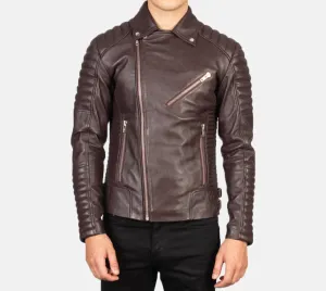BIKER-1412 MUSH Maroon Leather Biker Jacket