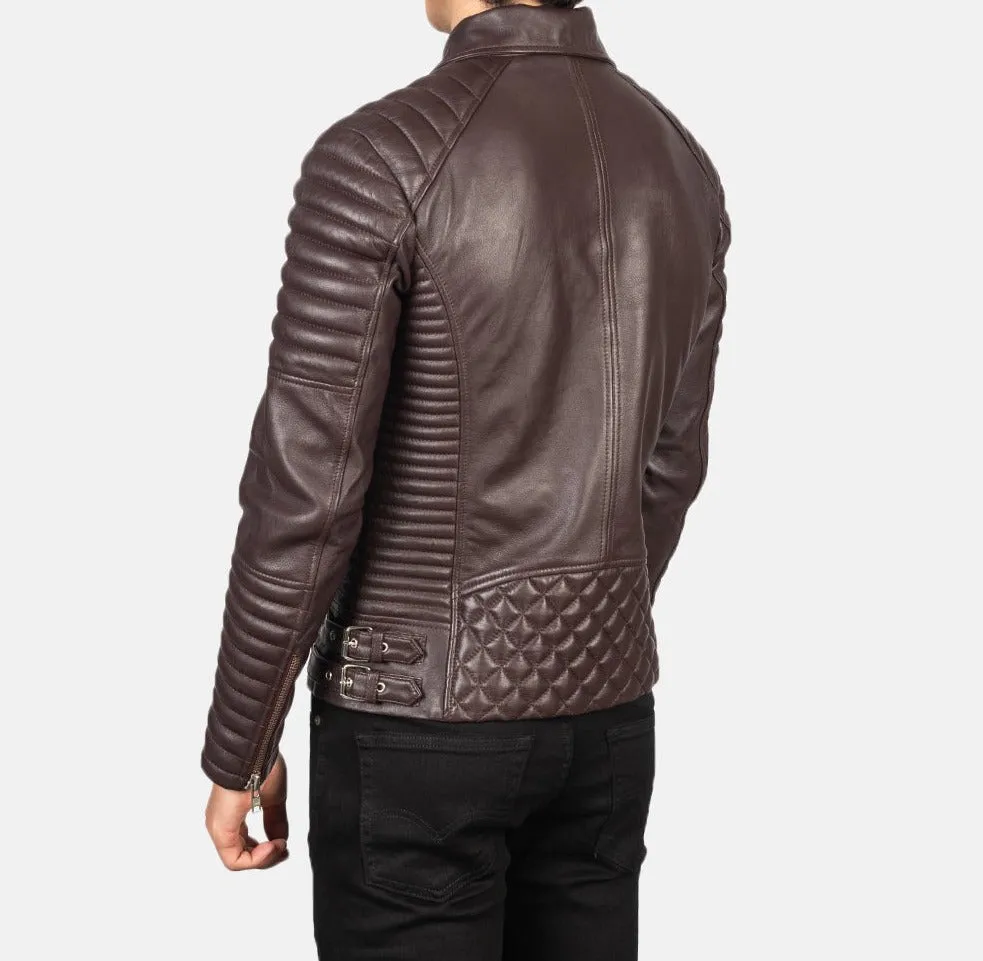 BIKER-1412 MUSH Maroon Leather Biker Jacket