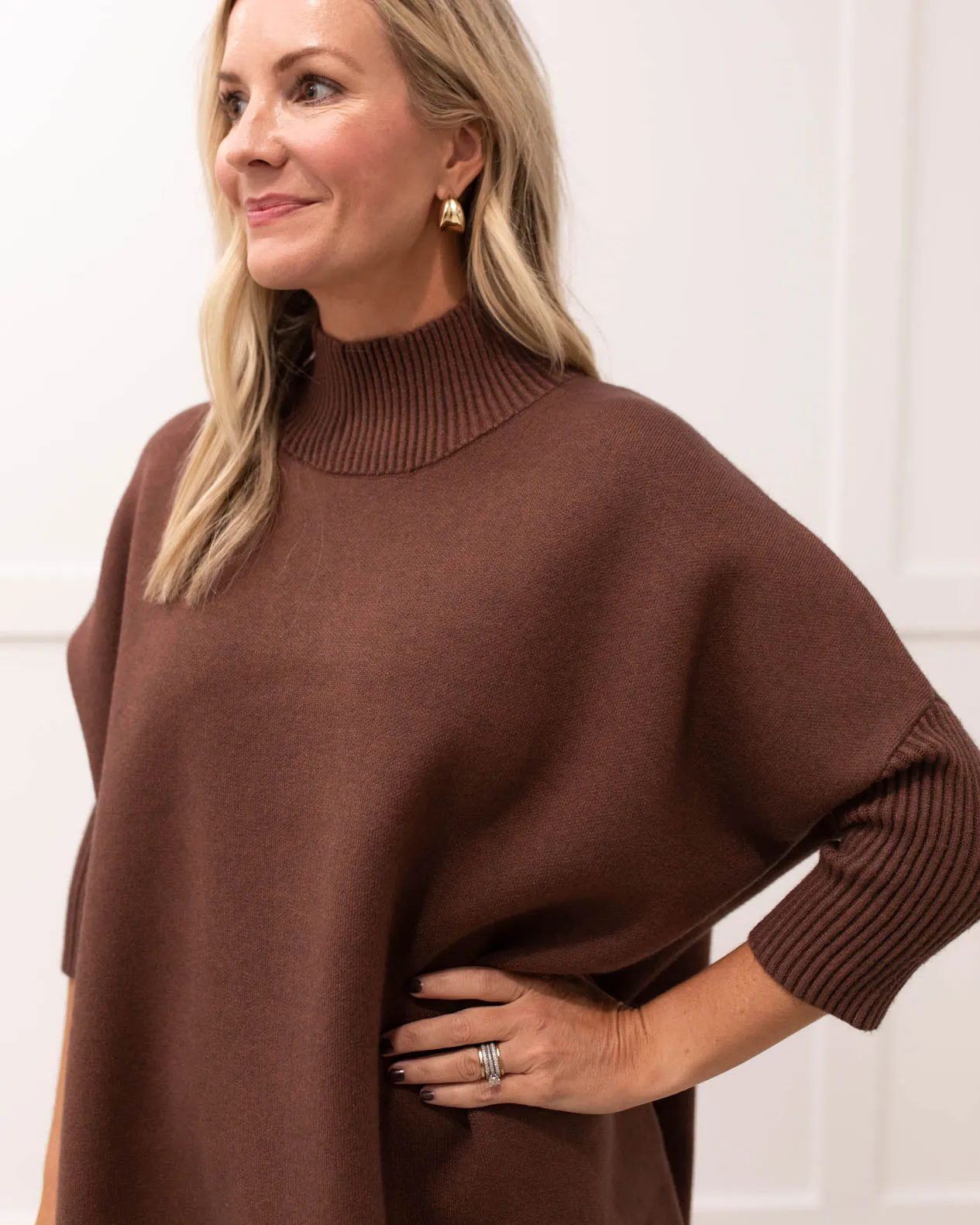 Brown Oversized Boxy Knit Dress One Size