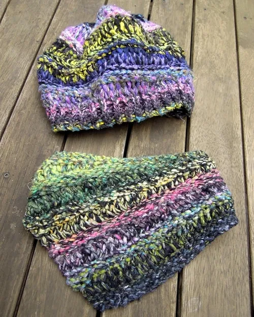 Bulky Dropstitch Hat and Cowl, Loom Knitting Pattern
