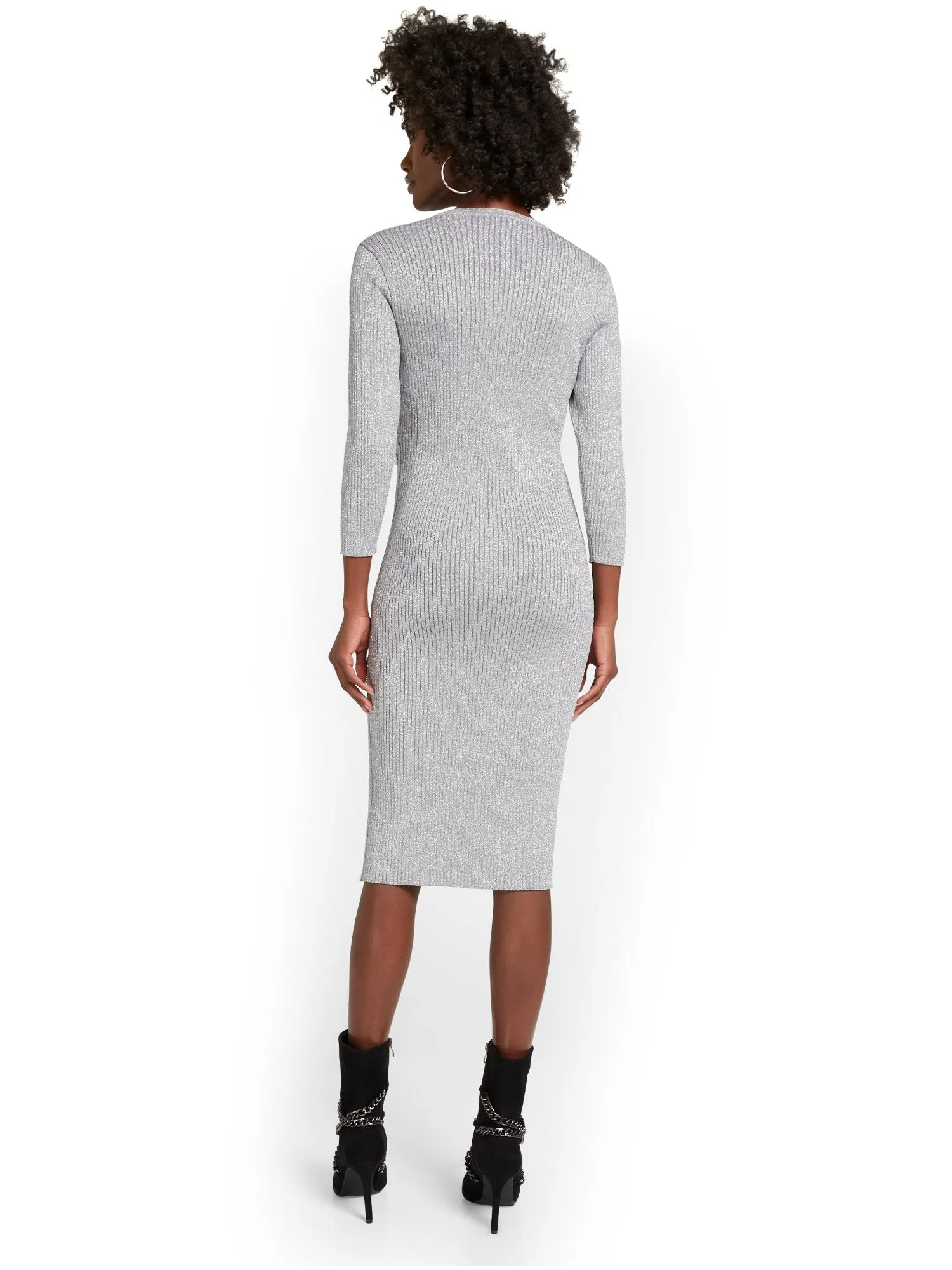 Button-Detail Lurex Sweater Dress