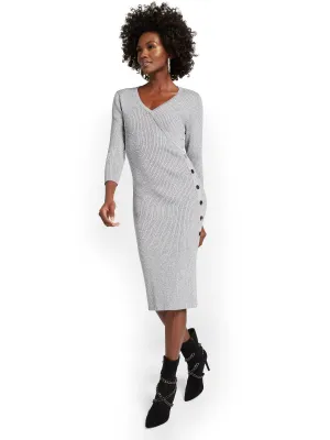Button-Detail Lurex Sweater Dress