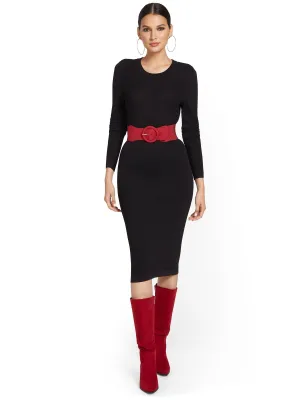 Cable-Front Sweater Dress