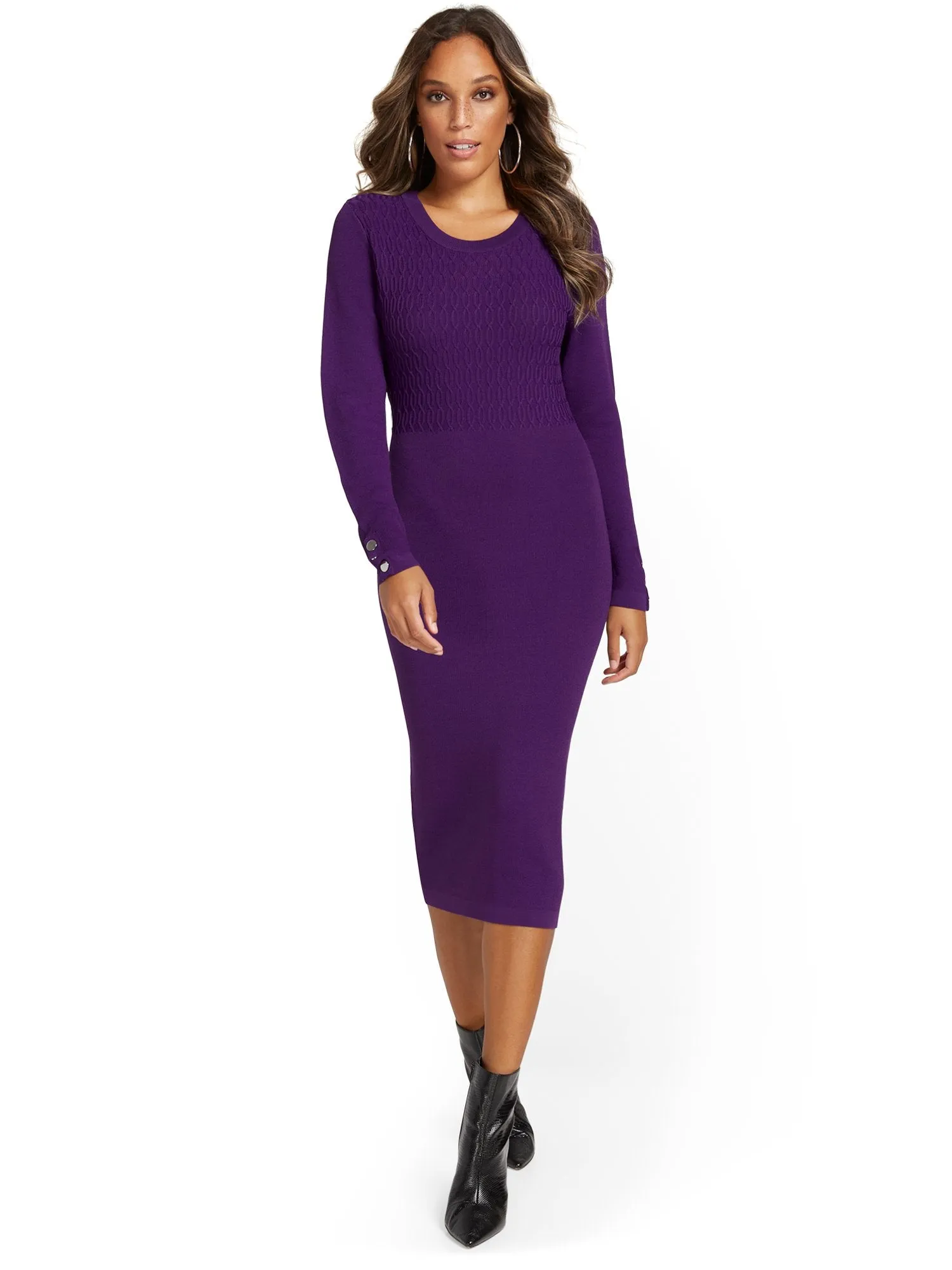 Cable-Front Sweater Dress