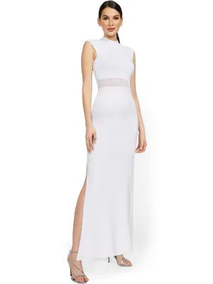 Cap-Sleeve Slit-Leg Maxi Sweater Dress