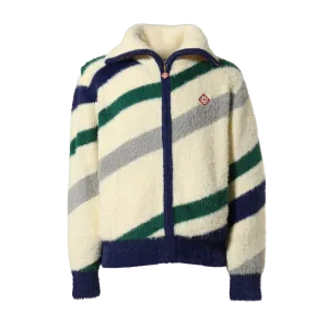 Casablanca Furry Striped Zip Up Sweatshirt