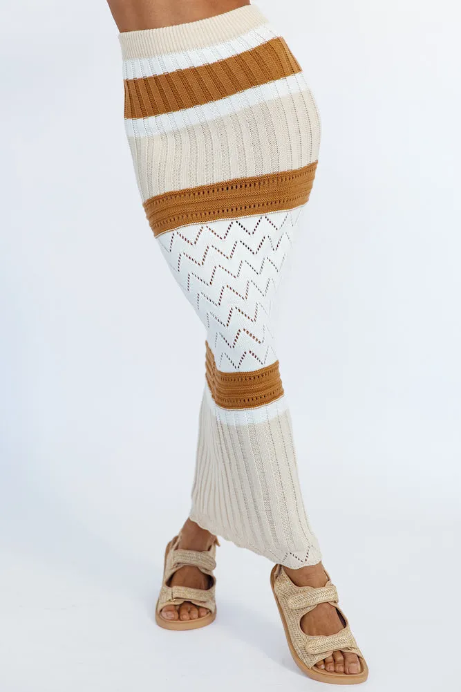 Cavali Knit Maxi Skirt Camel