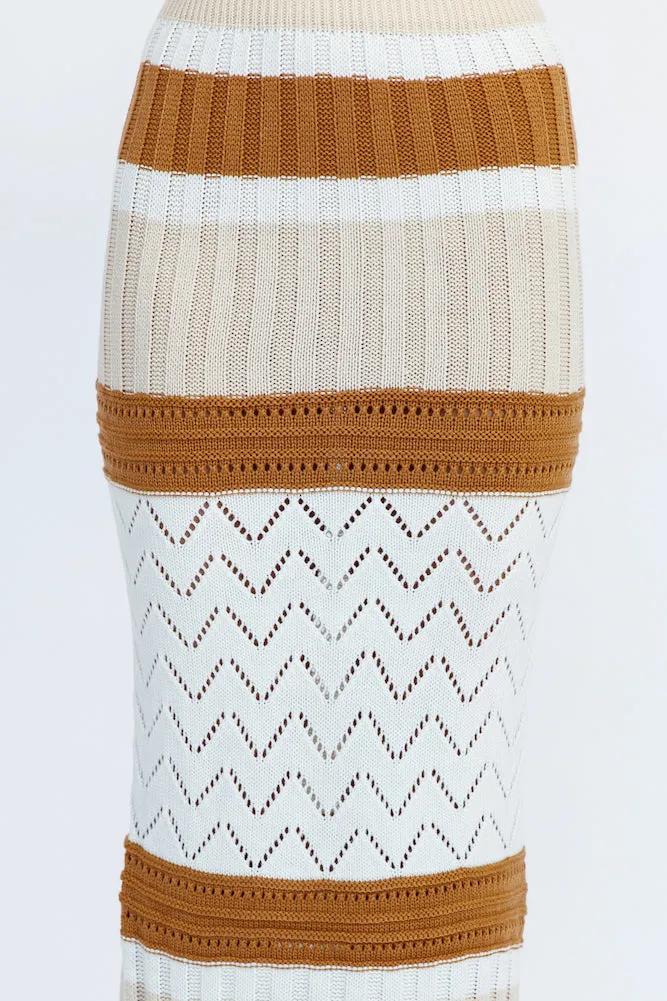 Cavali Knit Maxi Skirt Camel