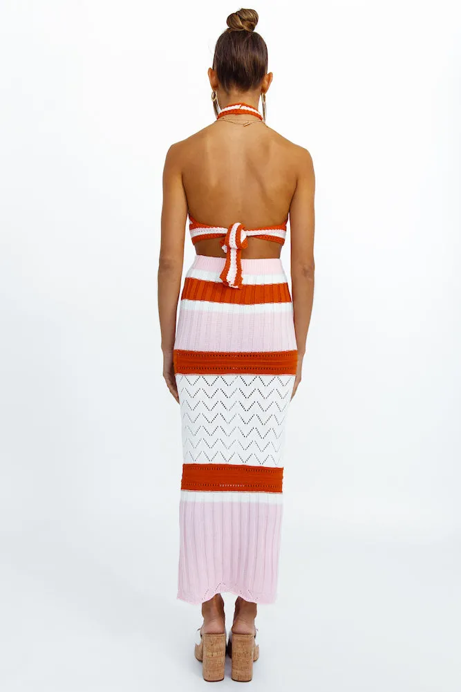 Cavali Knit Maxi Skirt Pink