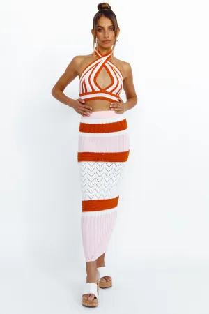 Cavali Knit Maxi Skirt Pink