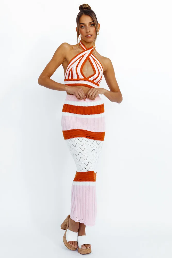 Cavali Knit Maxi Skirt Pink