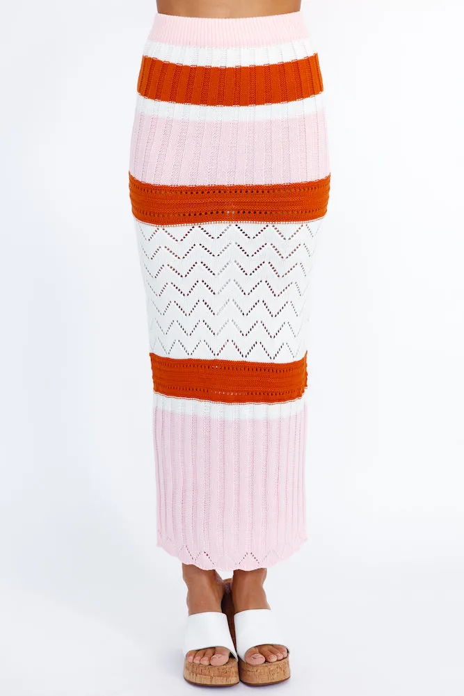 Cavali Knit Maxi Skirt Pink