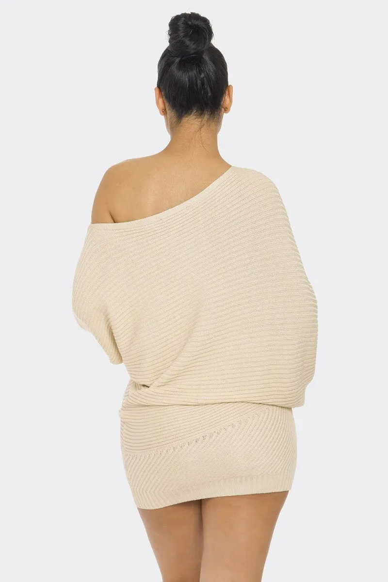 Date Night Cream Sweater Mini Dress
