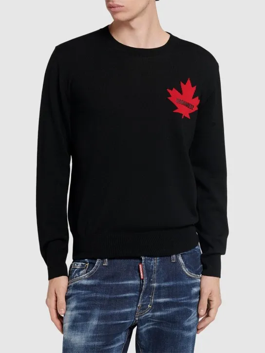 Dsquared2   D2 leaf wool crewneck sweater 