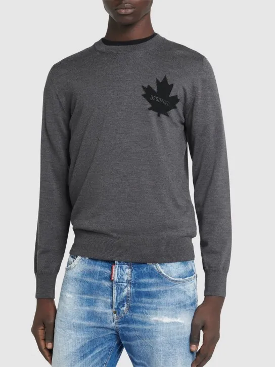 Dsquared2   D2 leaf wool crewneck sweater 