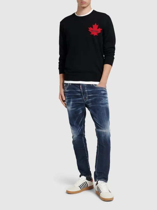 Dsquared2   D2 leaf wool crewneck sweater 