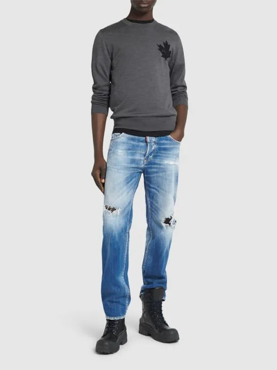Dsquared2   D2 leaf wool crewneck sweater 