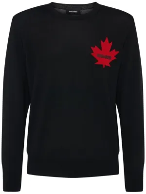 Dsquared2   D2 leaf wool crewneck sweater 