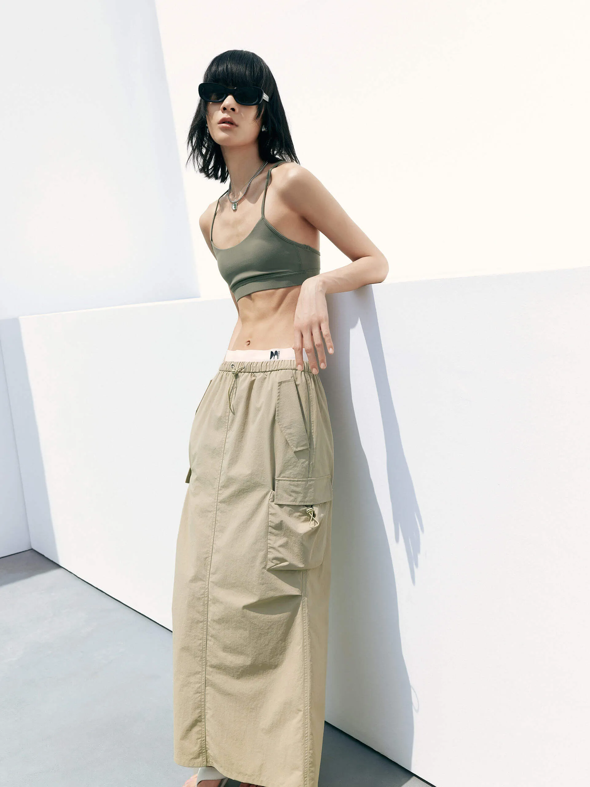 Elastic Waist Maxi Skirt