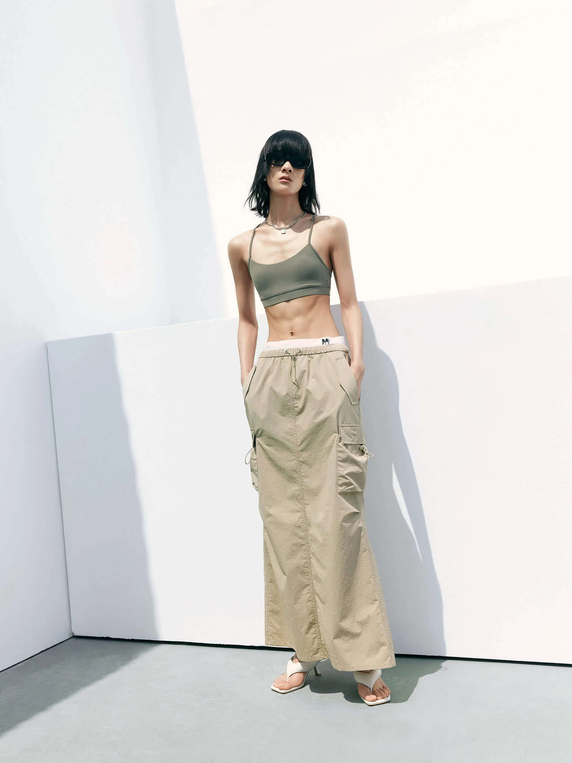 Elastic Waist Maxi Skirt