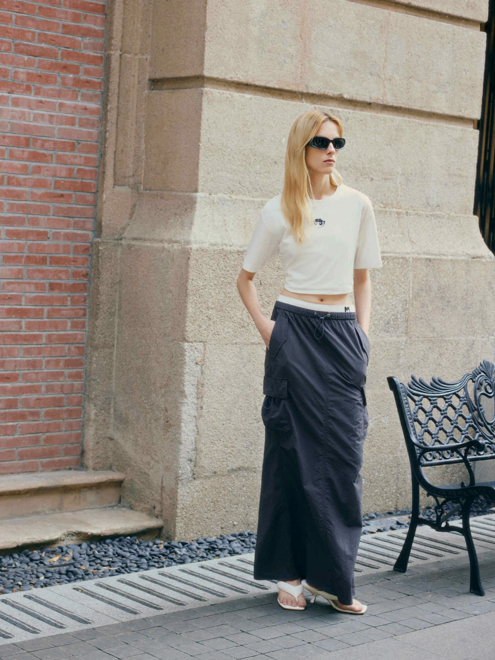 Elastic Waist Maxi Skirt
