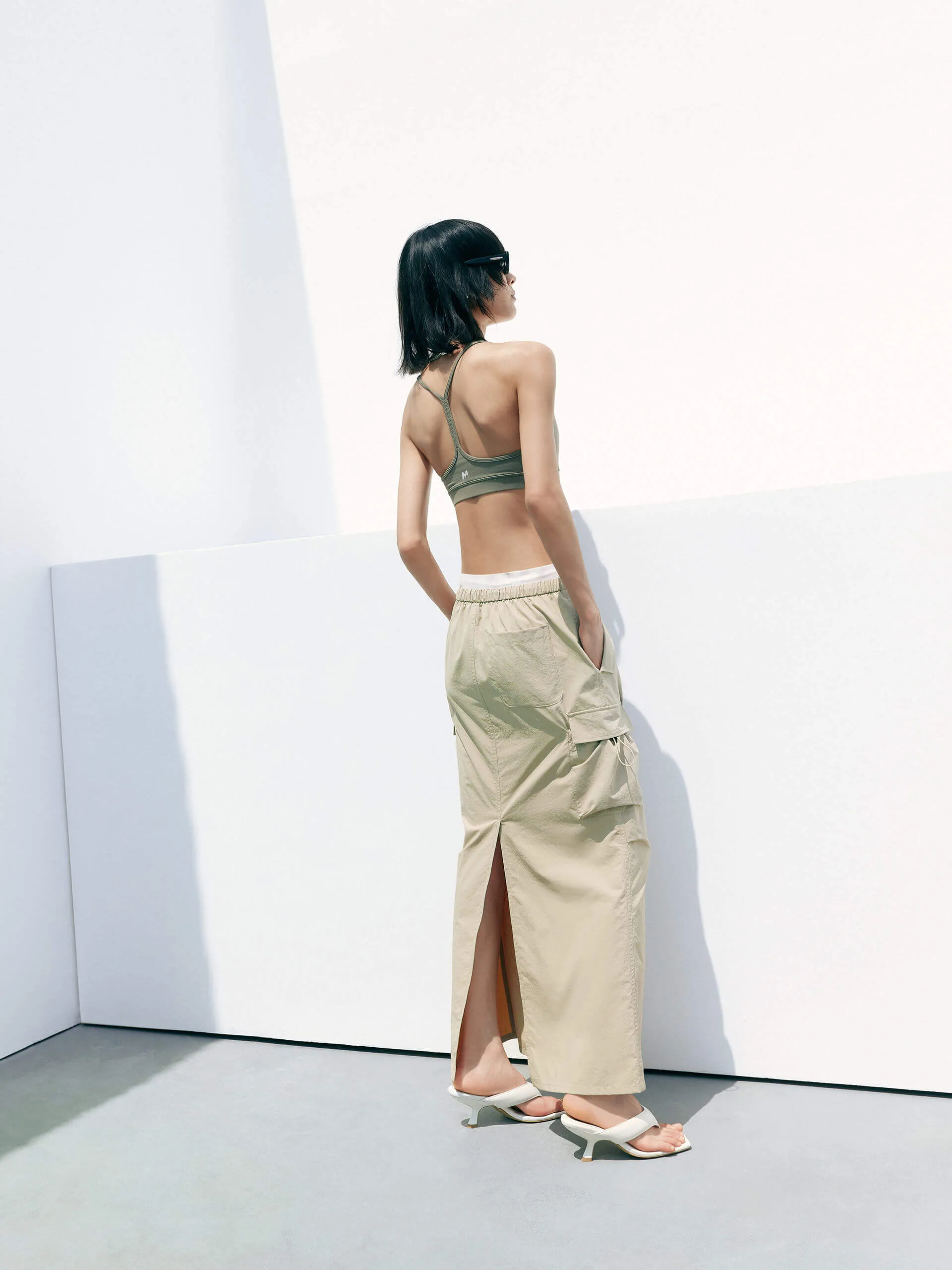 Elastic Waist Maxi Skirt