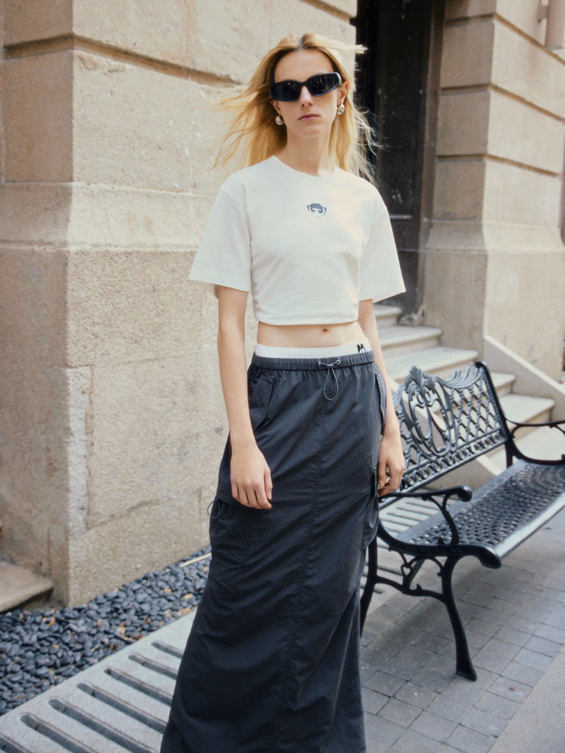 Elastic Waist Maxi Skirt