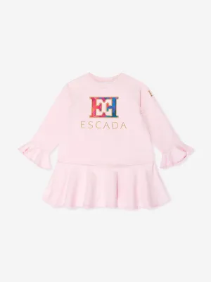 Escada Baby Girls Embroidered Logo Sweater Dress in Pink