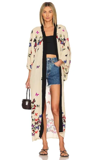 Free People Butterfly Kisses Kimono in Beige