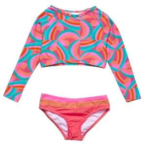 Geo Melon Sustainable Crop Rash Top Set