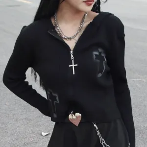 Harajuku Black Long Sleeve Top YC245136