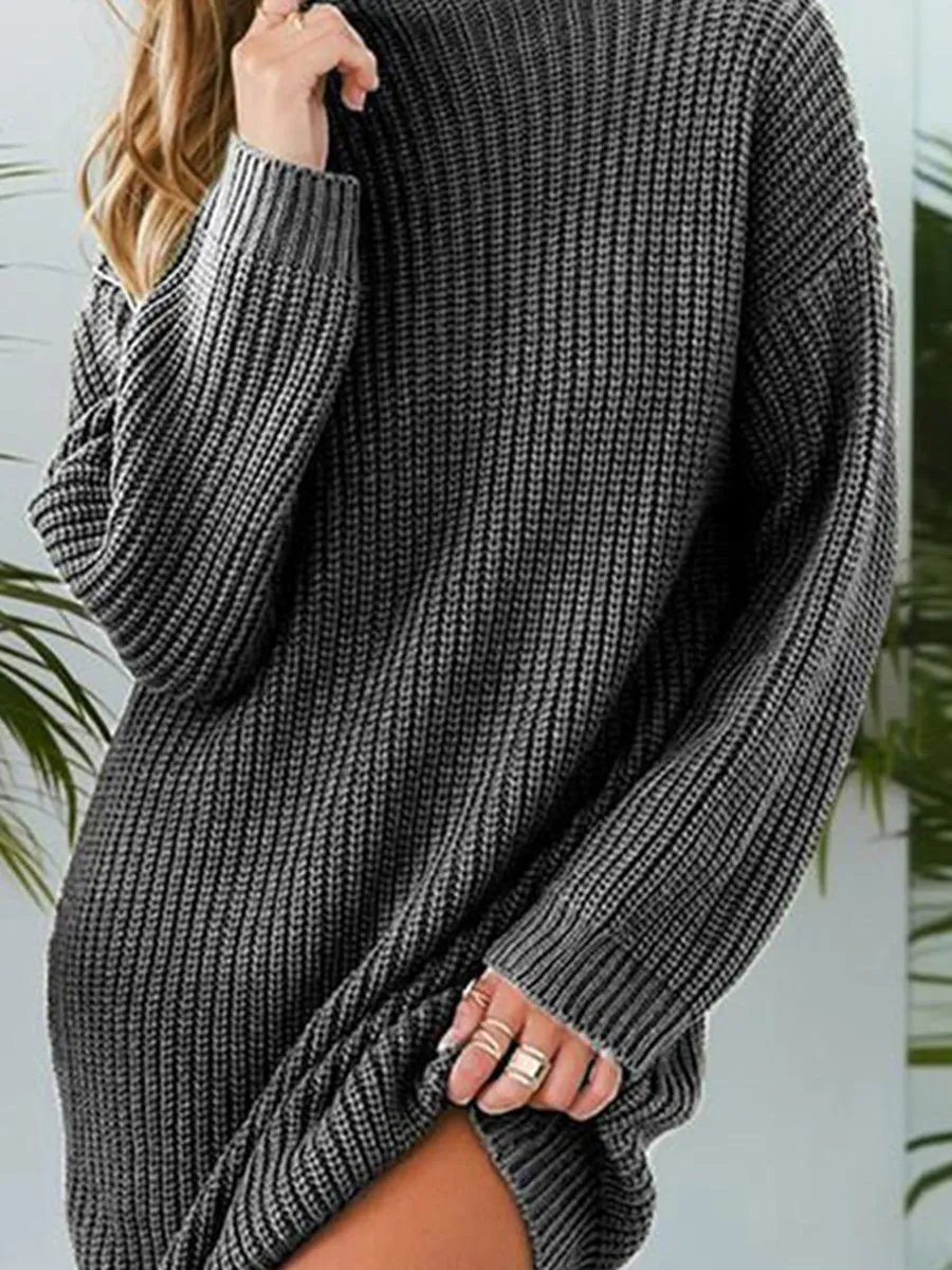 Ladies Fashion Casual Knitted Sweater Dress