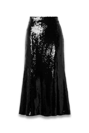 Levine Sequined Tulle Midi Skirt