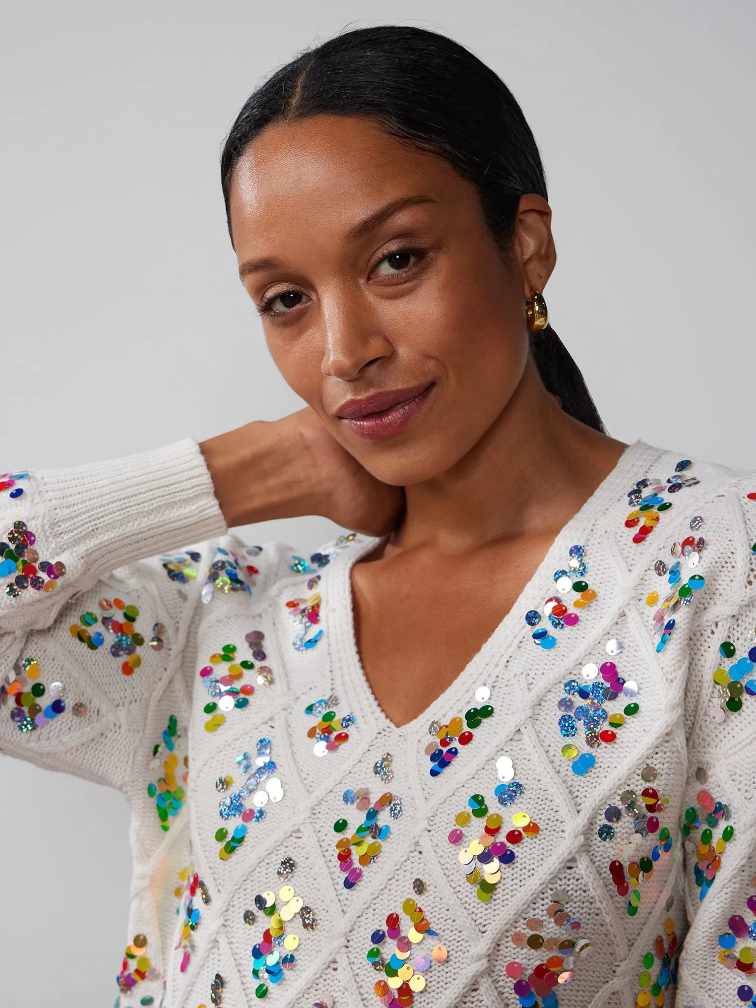 Long Sleeve Sequin Sweater Dress