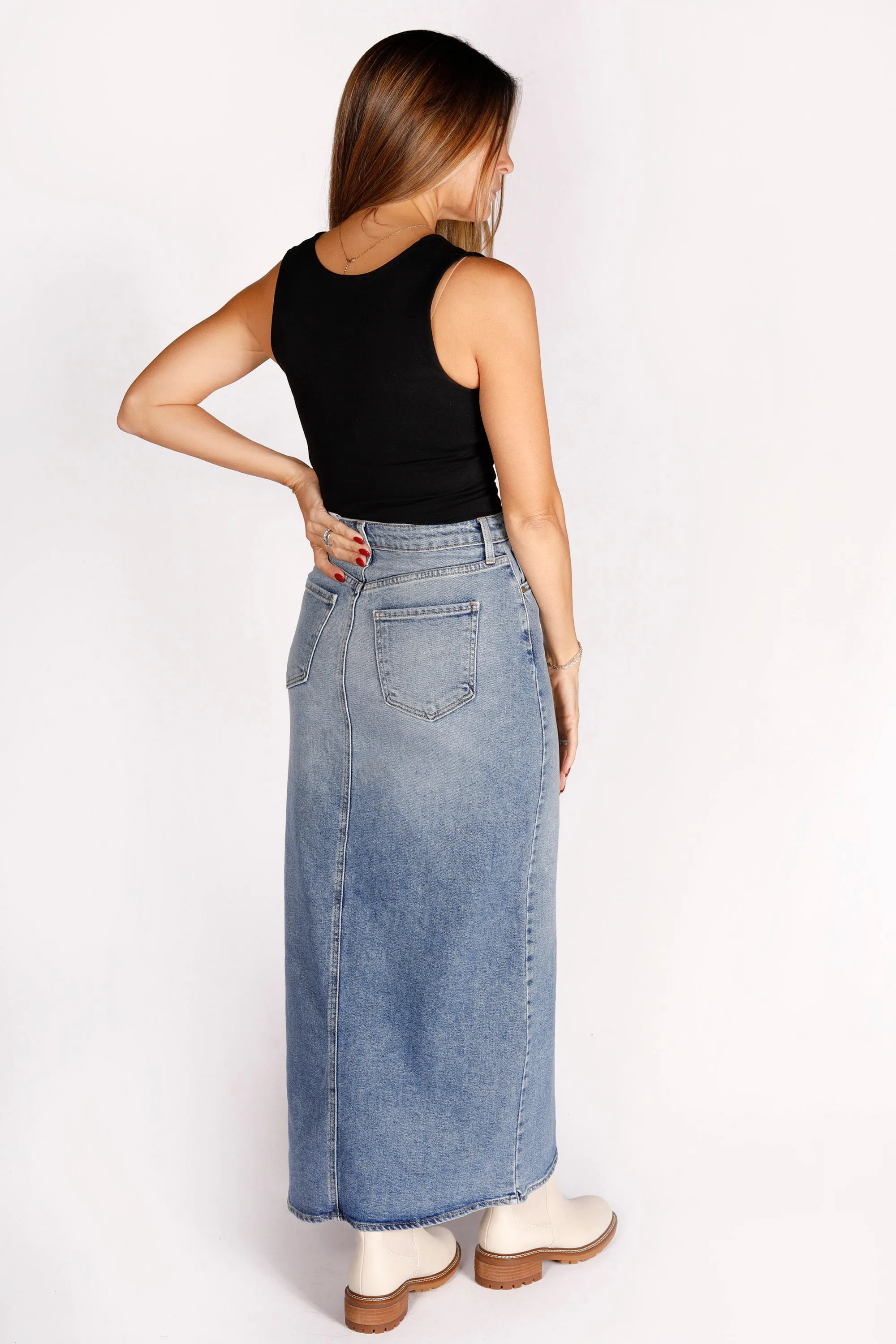 Madi Medium Wash Maxi Skirt