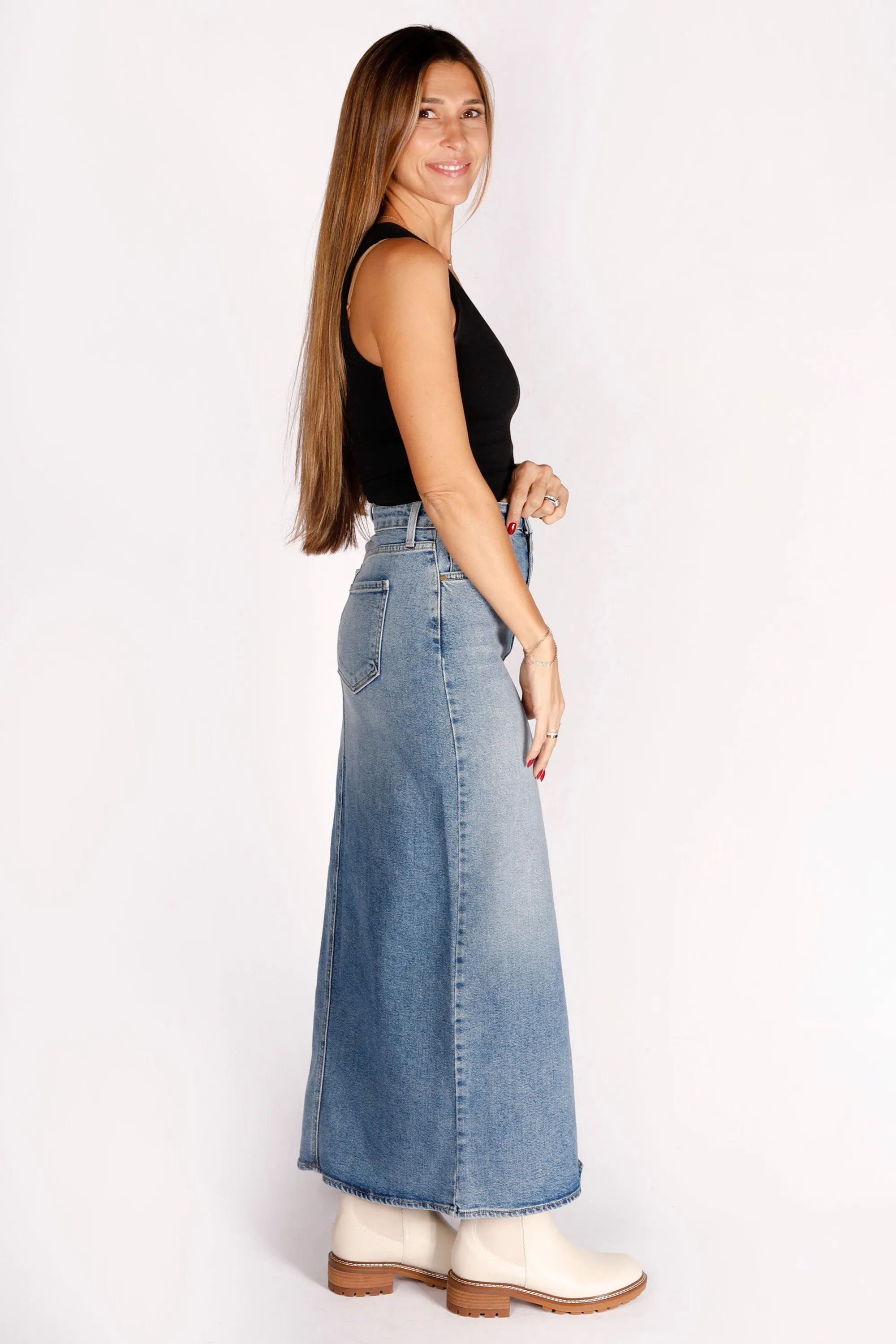 Madi Medium Wash Maxi Skirt