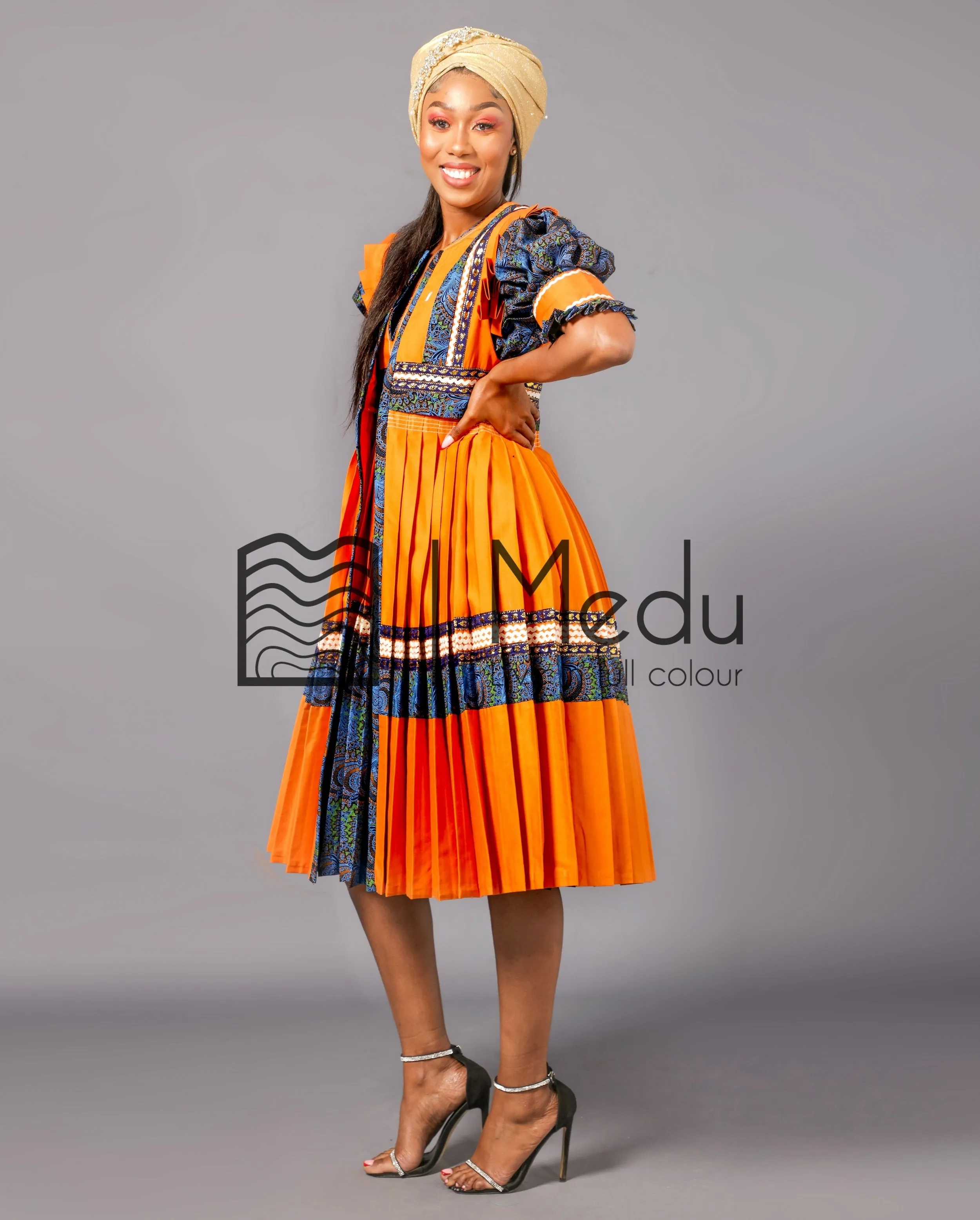Mologadi Pleated Bridal Set in Mustard