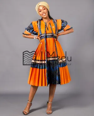 Mologadi Pleated Bridal Set in Mustard