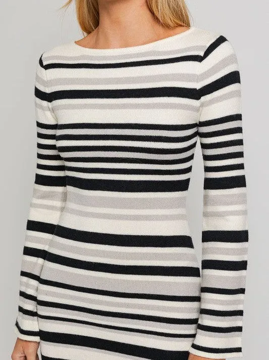 More Stripes Please Sweater Dress with Bell Sleeves