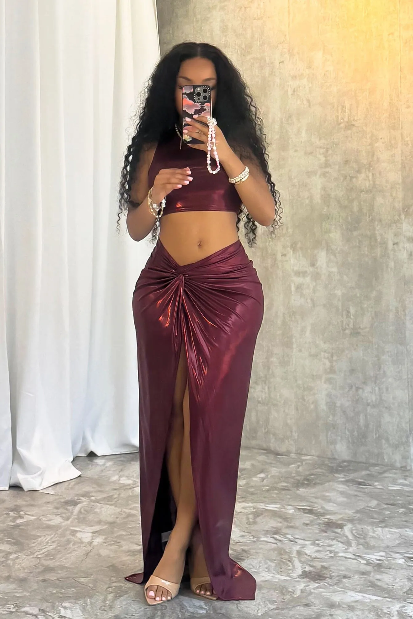 New Galaxy Metallic Top & Skirt SET