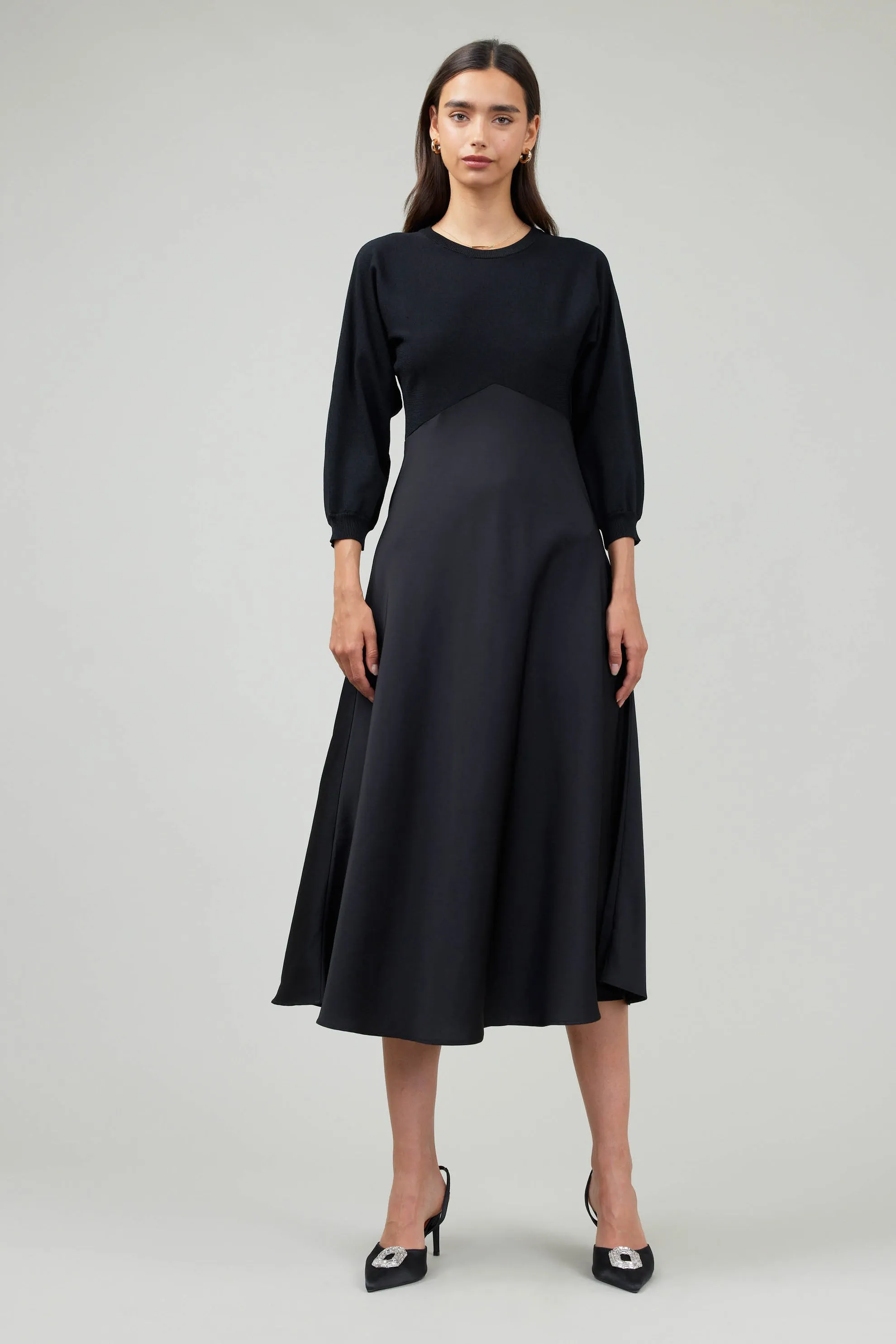NYLAND Brianna 3/4 Sleeve Sweater Top Midi Dress