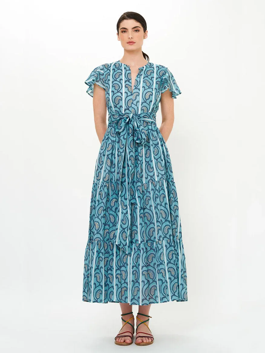 Oliphant V-Neck Maxi Dress in Goa Blue
