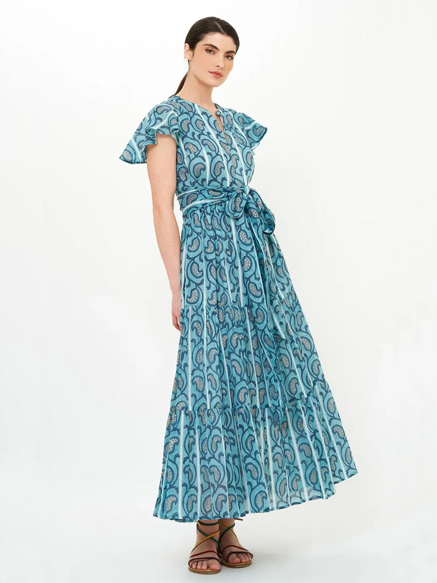 Oliphant V-Neck Maxi Dress in Goa Blue